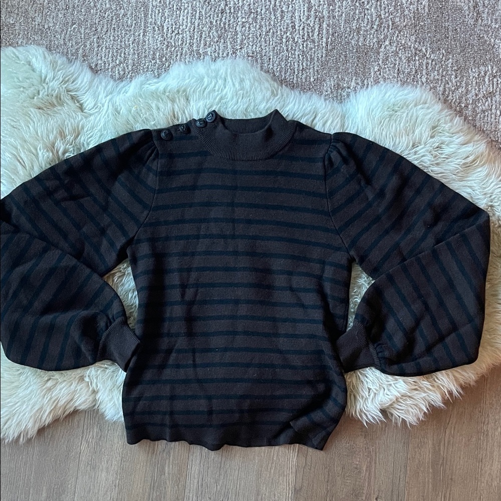 Ganni Black and Brown Striped Sweater